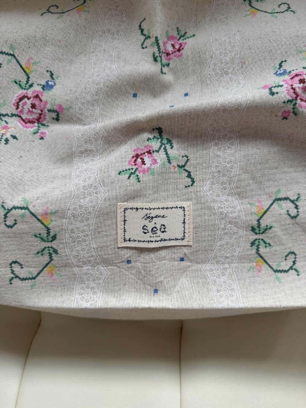 Sézane x Sea New York limited edition embroidery floral drawstring tote bag NWOT - Picture 4 of 7